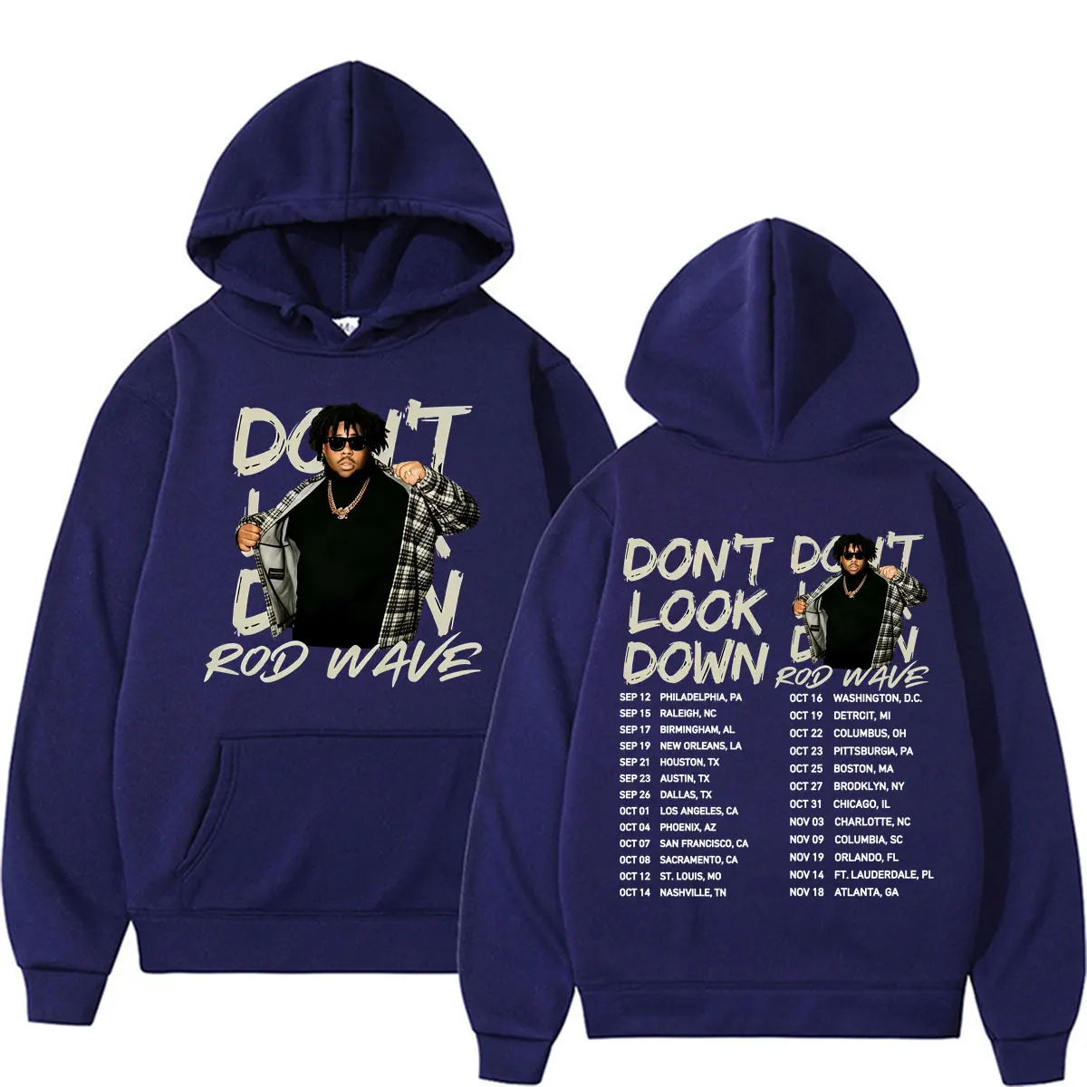 Rapper Rod Wave Don't Look Down Tour 2026, beidseitig bedruckte Kapuzenpullover für Herren und Damen, Harajuku-Stil, bequeme, hochwertige Sweatshirts, Streetwear. – Detail 3