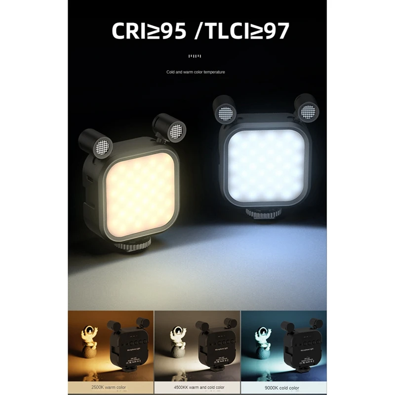 Лучшие предложения, мини-зажим на фотографиях, заполните фотографию, светодиодный фотографический прибор для селфи в реальном времени, яркость RGB 2500K-9000K с лампой для заполнения микрофона