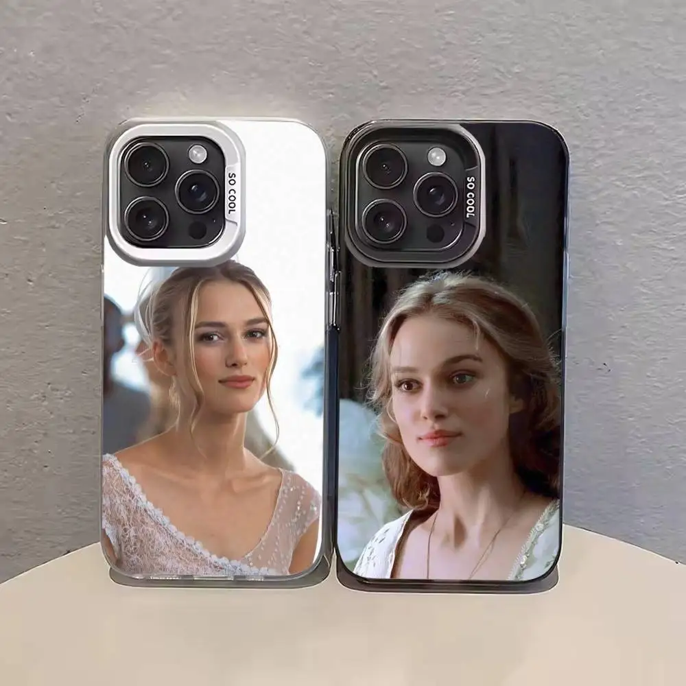 حافظة هاتف K-Keira Knightley لون فضي لهاتف آيفون 17 16 15 14 13 12 11 Pro Max Plus