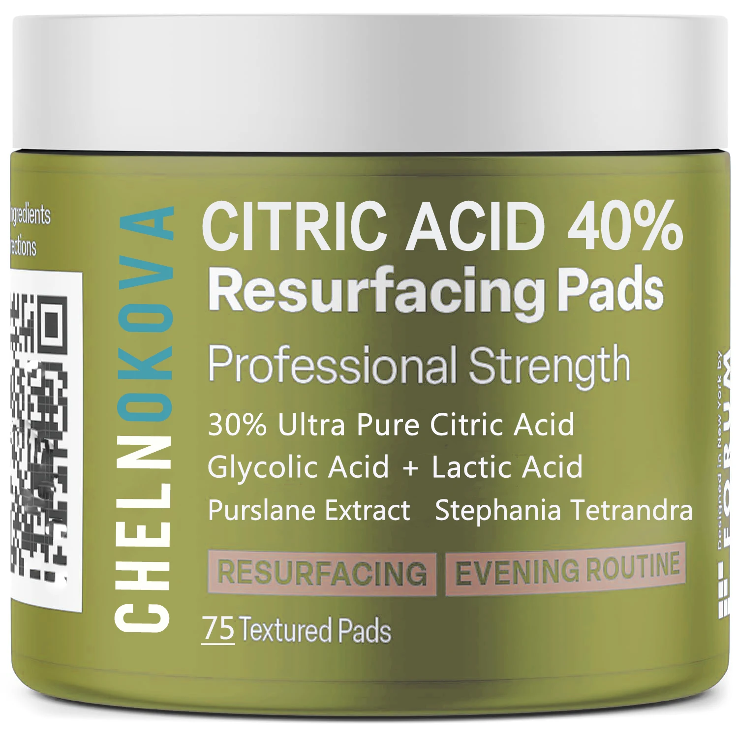 Citric Acid Resurfacing Pads for Face, 60ml 40% in box 75 pads- Peel Pads for Clearer,Smoother Skin - Facial Exfoliating Pads 40