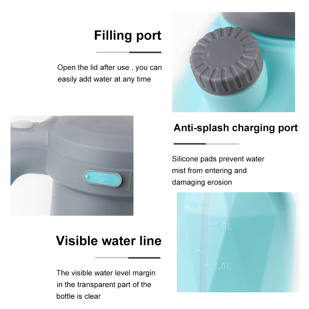 USB Rechargeable Bottle Watering Cans Garden Sprayer Bottle 2L Car Washing Foam Sprinkling Pot Manual Sprayer