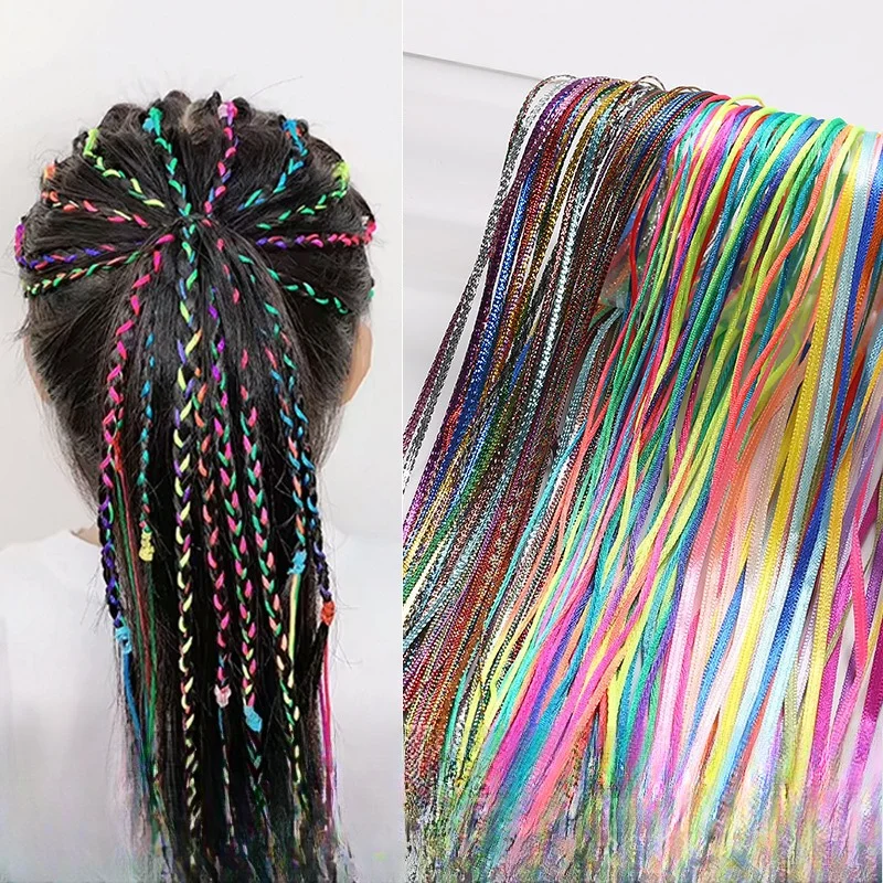 16 18 20 24 30 32 100 Pcs Children Braid Rope Dirty Braids Sweet Headwear Handmade Colorful Hair Strings Summer Style