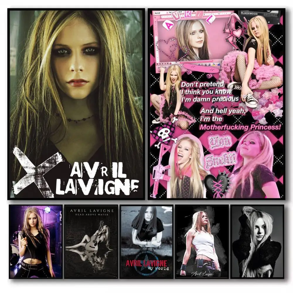 Singer A-Avril L-Lavigne Poster Stickers Self-Adhesive Painting Mural Decor Wall Decals for Bedroom Living Room Home HD Gift