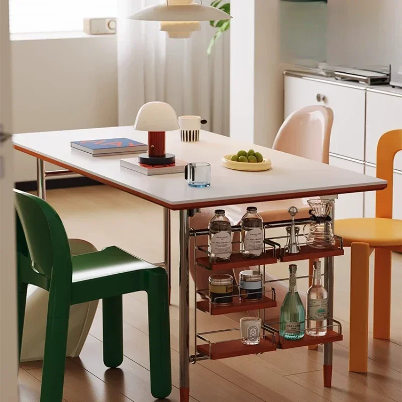 Dining table solid wood medieval rock slab table Nordic small apartment rectangular household Japanese dining table