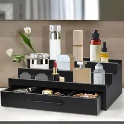Perfume Holder Organizer Fragrance Rack Three-Layer Perfume Holder Fragrance Display Black Perfume Organizer With Drawers