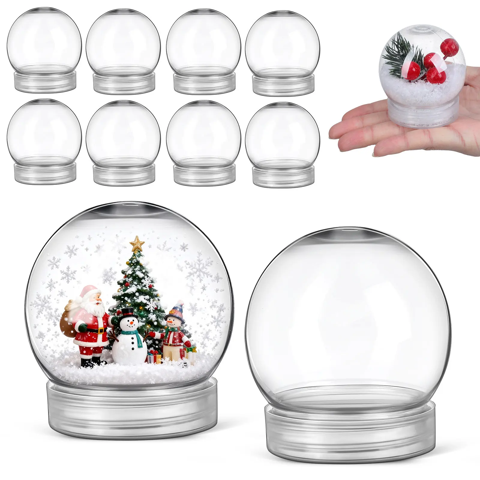 

10Pcs Diy Christmas Snow Globes Empty Snow Balls Filling Xmas Snow Globe With Screw Off Cap Mini Snow Ball Christmas Decoration