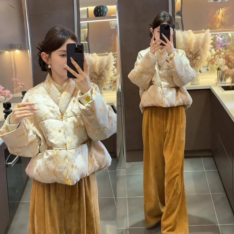 

New Chinese Style Generous Decent Disc Buckle Jacquard Suit Women's Autumn and Winter Retro Stand-up Collar Light Luxury Wear