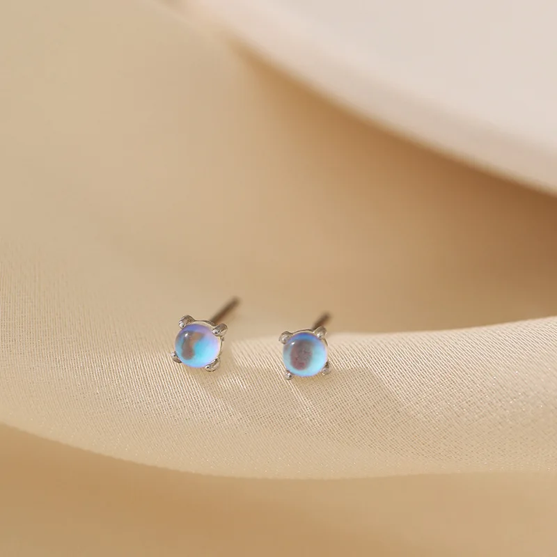 Aurora Color Stud Earrings Gradient Ear Studs Crystal Moonstone Earring for Women Girl Teen Ear piercing Jewelry Accessories