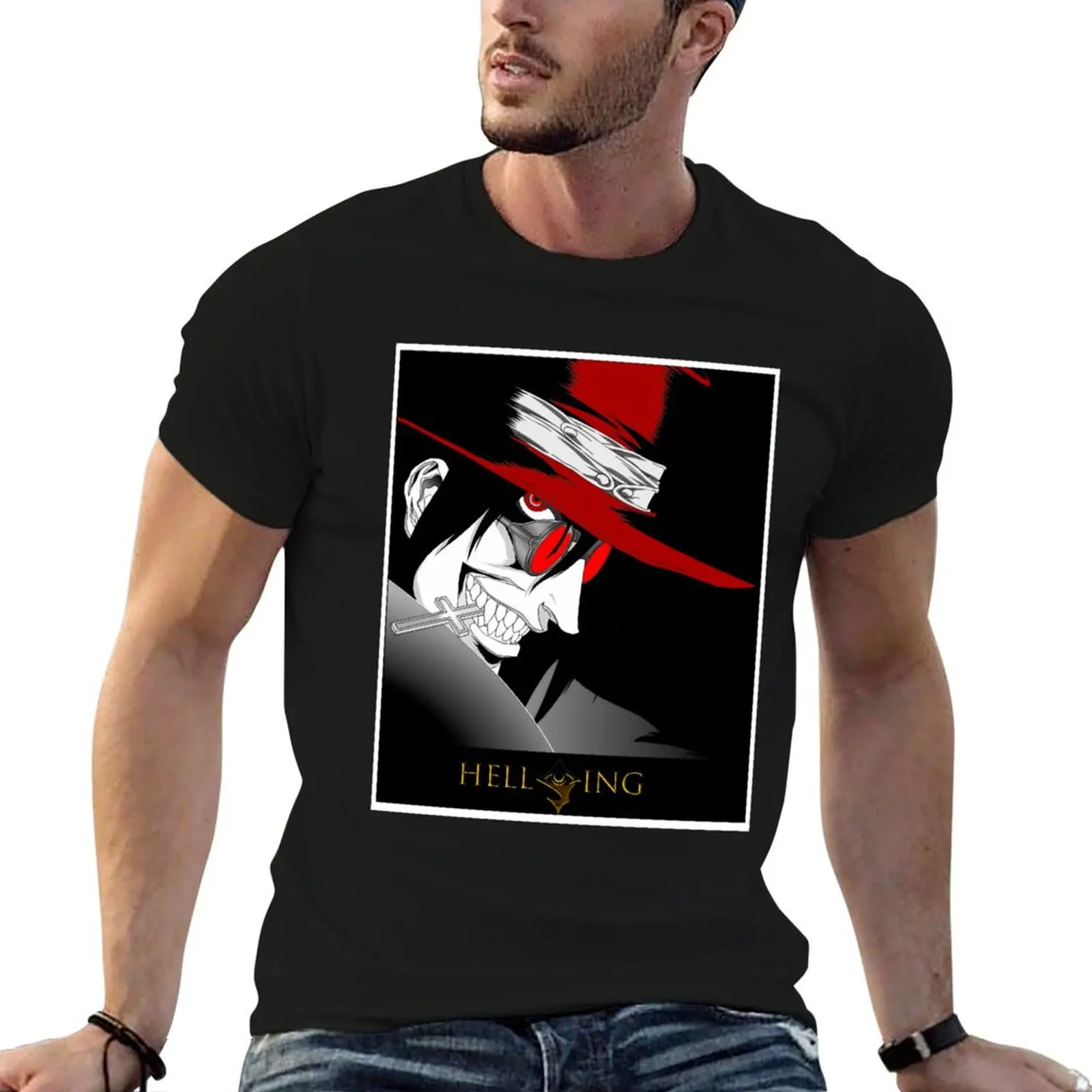 

man graphic HEllSing T-Shirt casual shirts shirt t man t