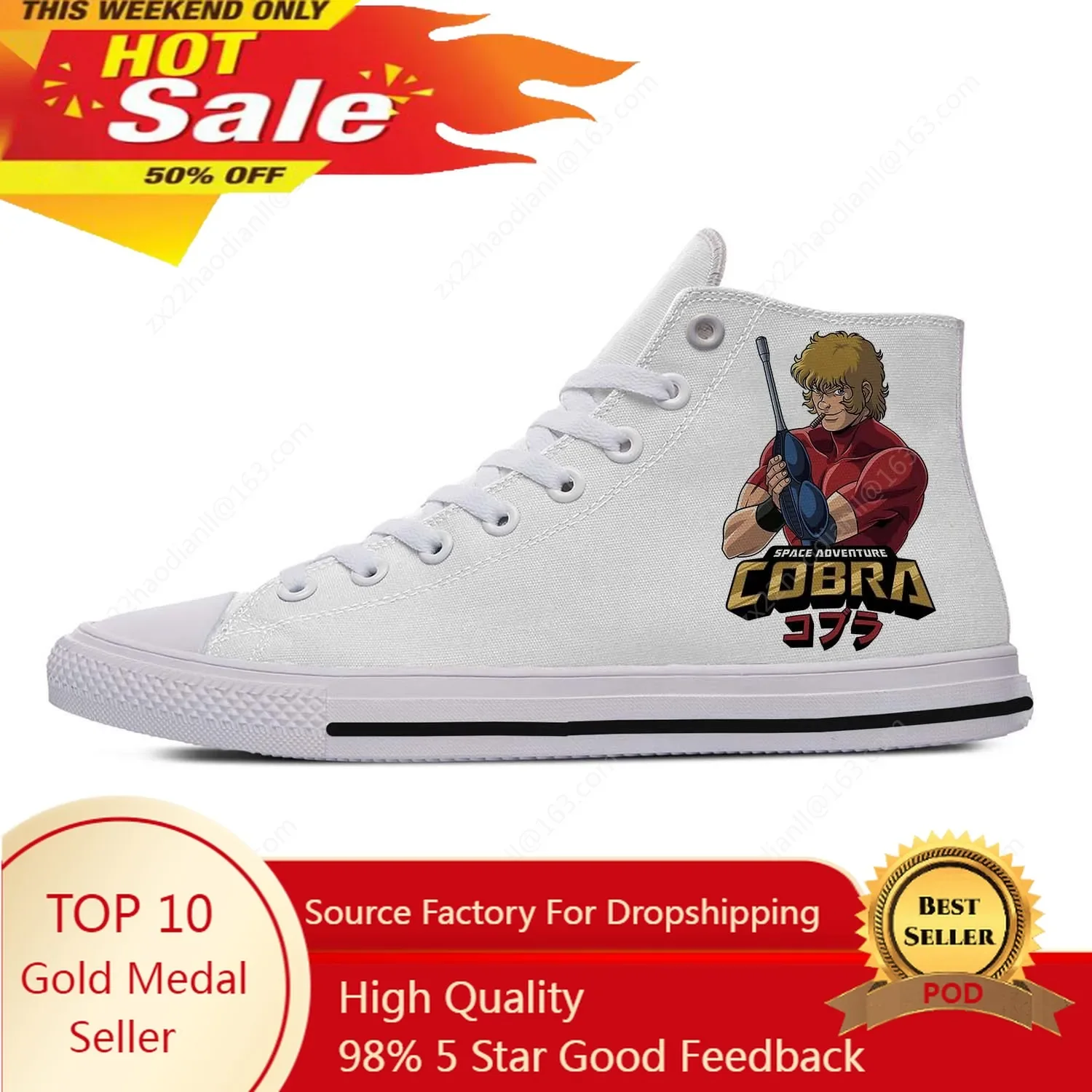 

Anime Cobra Space Adventure High Top Sneakers Mens Womens Teenager Casual Shoes Canvas Running Shoes 3D Print Lightweight shoe