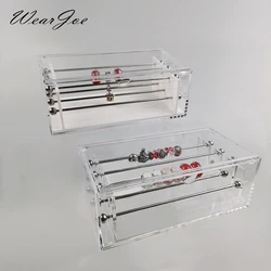 Grote Capaciteit Pandora Kralen Armband Charme Display Lade Case Acryl Organizer Opbergdoos Hanger Trollbeads Houder Stand 6 Staaf