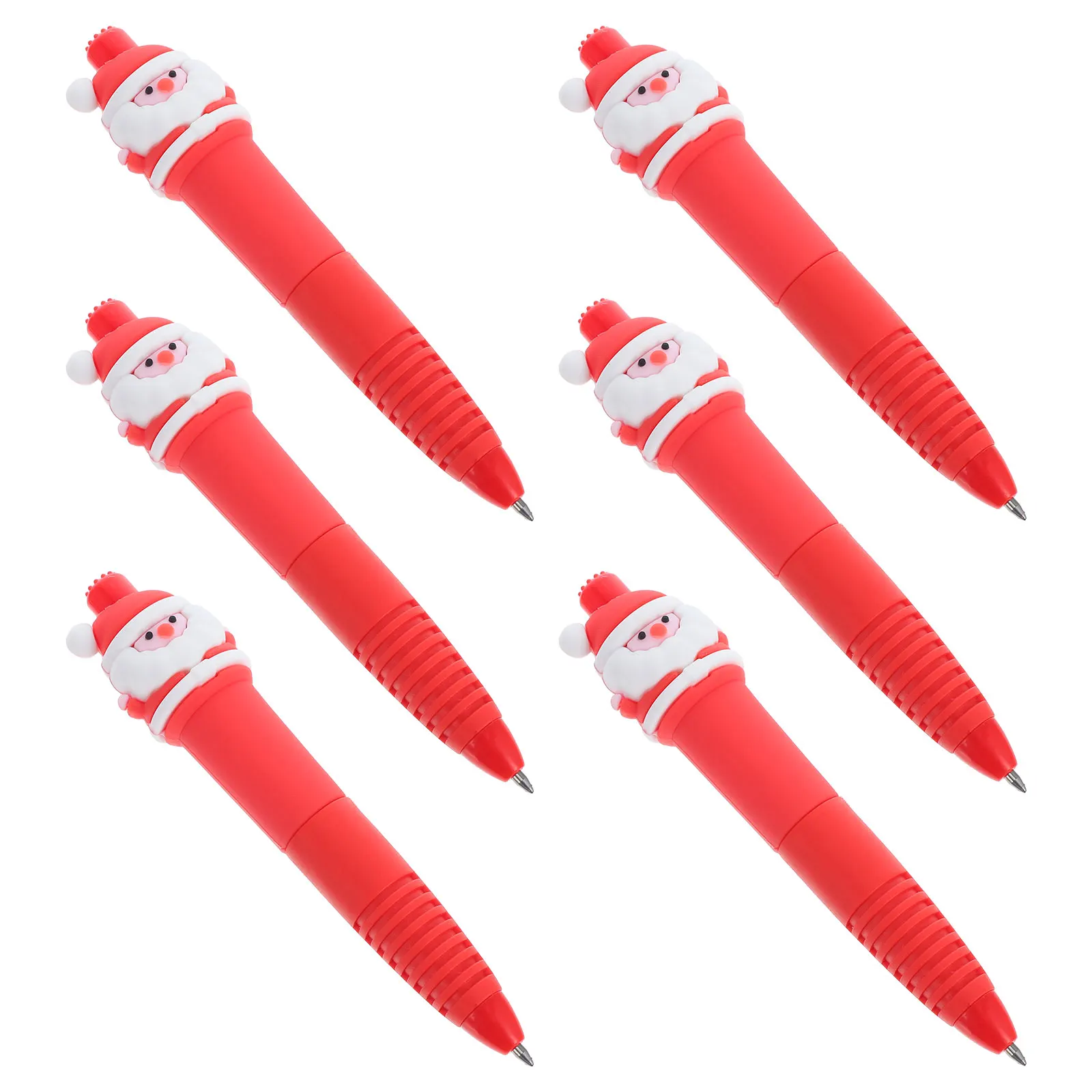 

6Pcs Christmas Ink Pens Black Santa Claus Retractable Holiday Writing Pens for Students School Office Xmas Stocking Supplies