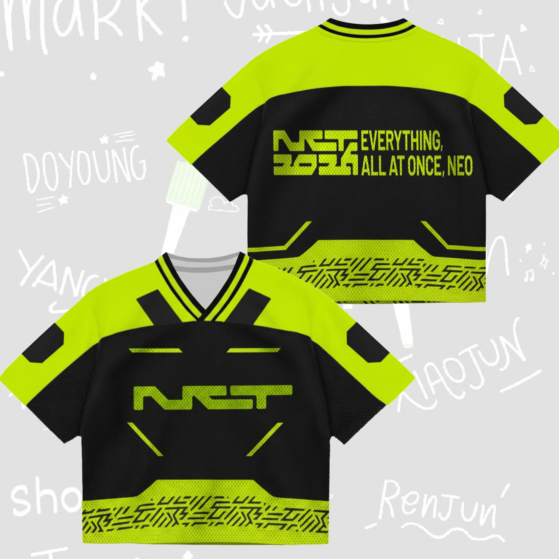 Kpop NCT 127 Everything All At Once Neo Jersey Presente para Fãs Roupa Esportiva de Rua Conjunto Familiar Verão Respirável de Secagem Rápida