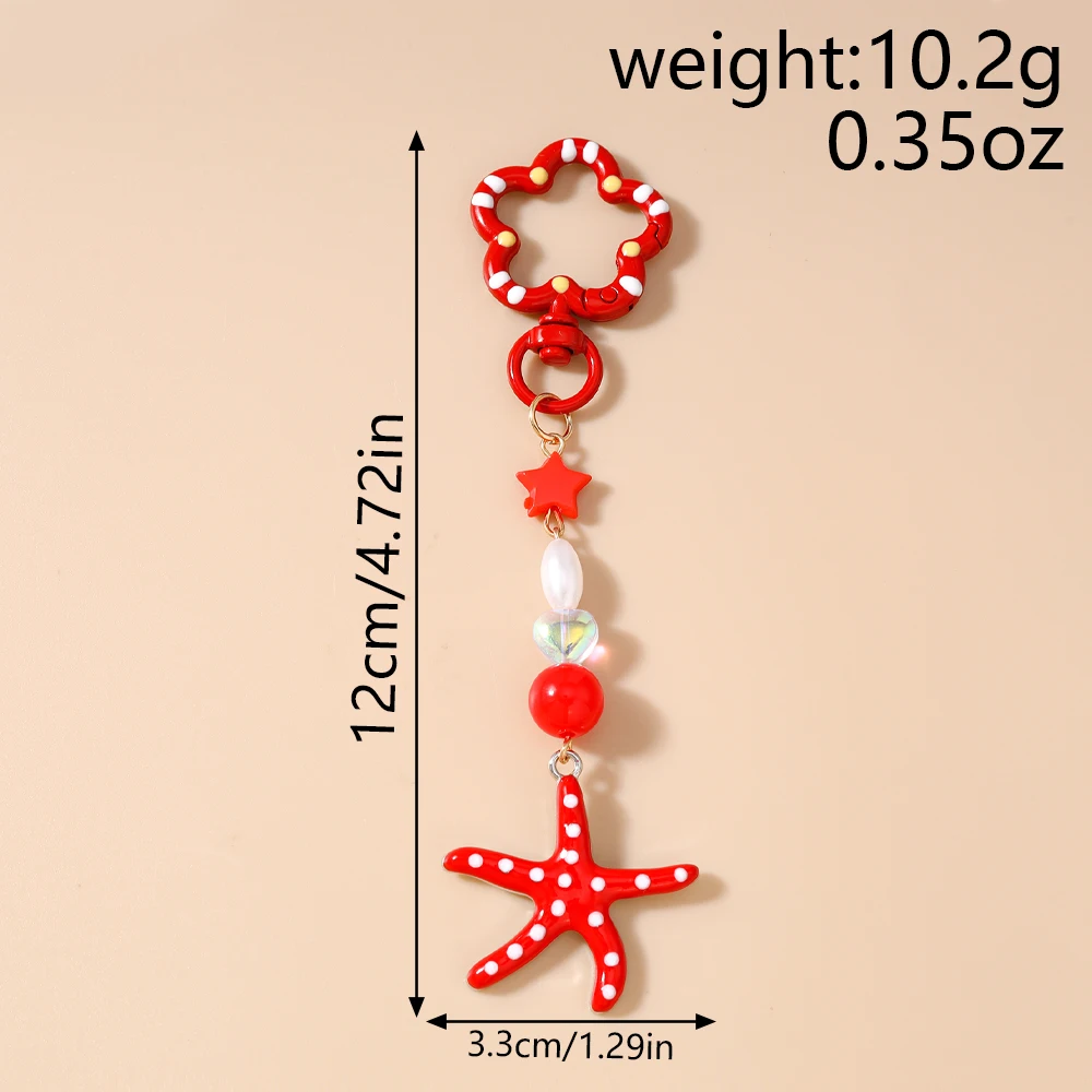 Aihua Chic Sommer Strand Korallen Fisch Seestern Schlüsselanhänger für Frauen Mädchen Handtasche Rucksack Anhänger Schlüsselring Handykette Lanyard Geschenke – Detail 16