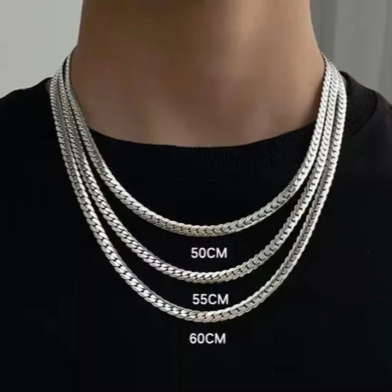 925 الاسترليني قلادة فضية للرجال النساء 16/18/20/22/24 بوصة الكلاسيكية 6 مللي متر سلسلة مجوهرات فاخرة هدايا الزفاف عيد الميلاد