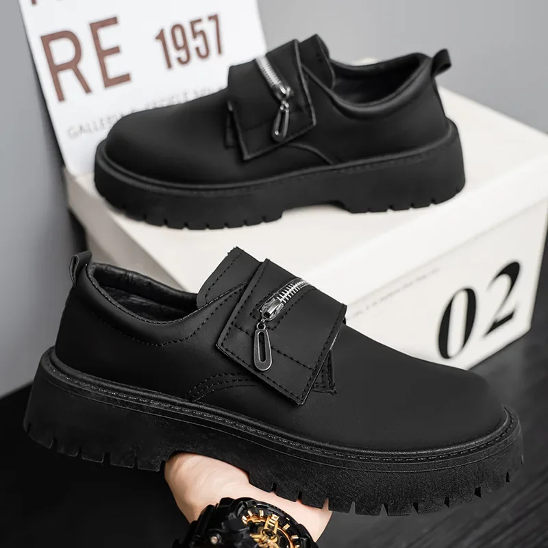 2025 جديد رجل ماتي ديربي أحذية العمال البريطانية سستة المشذبة حذاء كاجوال كبير جولة تو أحذية جلدية سوداء لارتداء اليومي