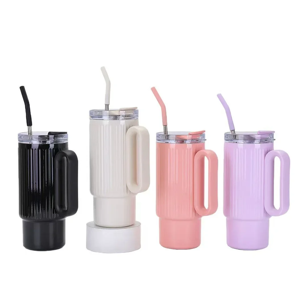 New Simple Large Capacity Handle Ice King Vacuum Stainless Steel Insulated Water Bottle Outdoor Portable Car Ice King Cup