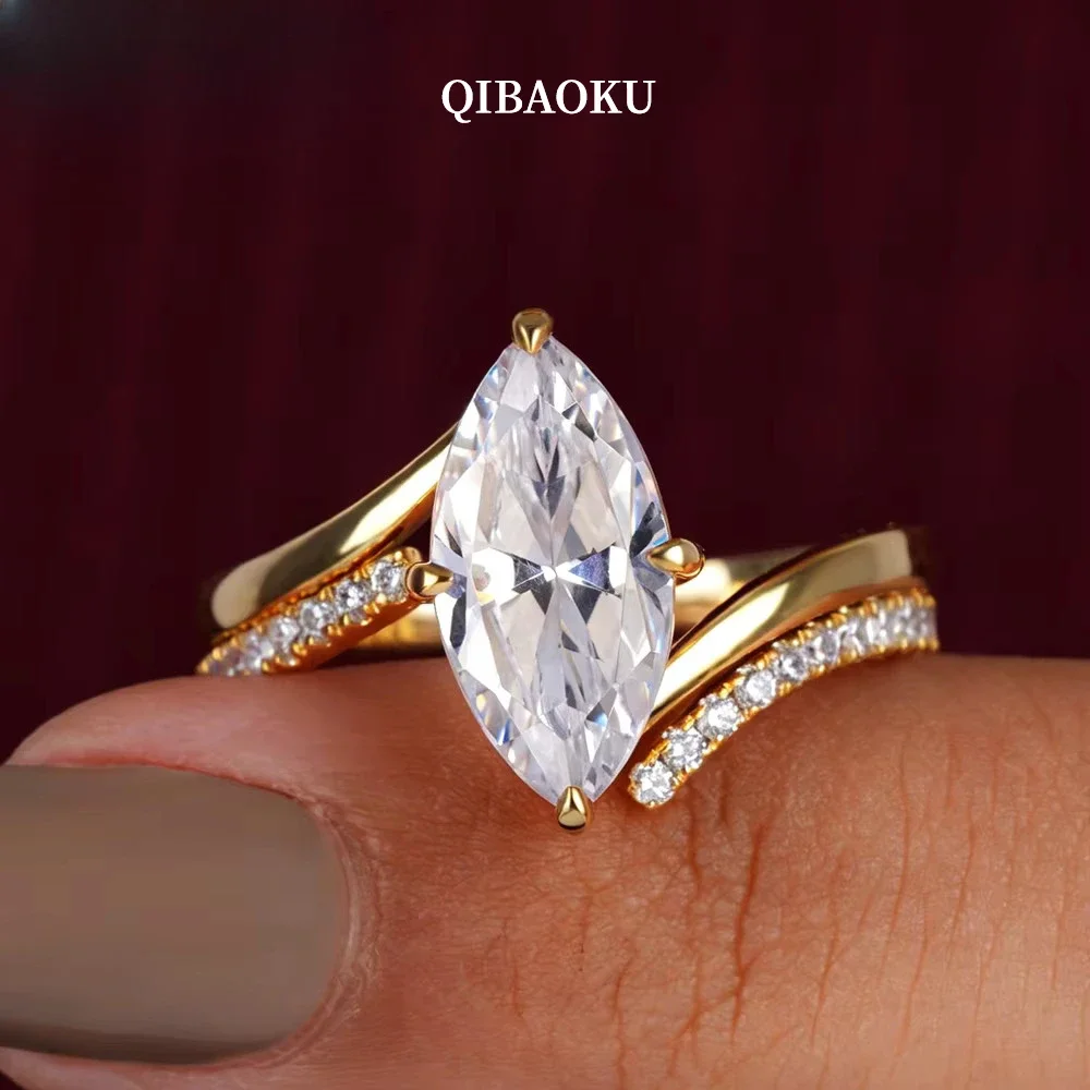 FCGJHW Moissanite Stacking Ring Set S925 Silver 3Carat Marquise Cut Diamond Vintage Promise Band for Women Gifts Jewelry 2026