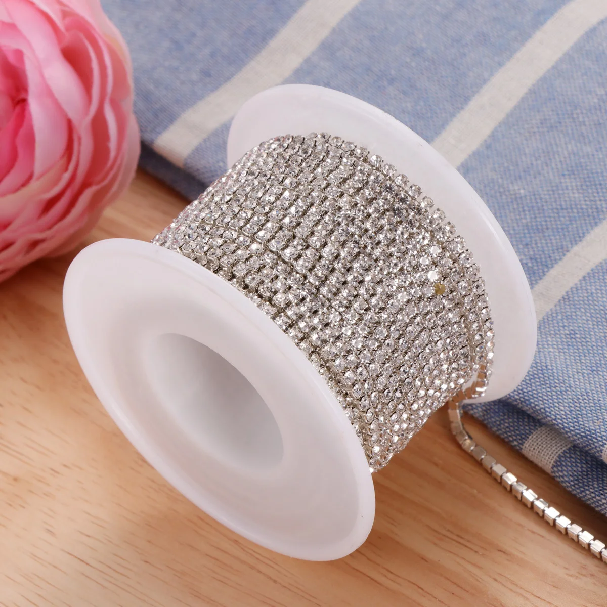 

10M Diamond Claw Chain Crystal Trimming for Jewelry Sewing Women Close Gems Rhinestone Mesh Grid Cuttable Glass