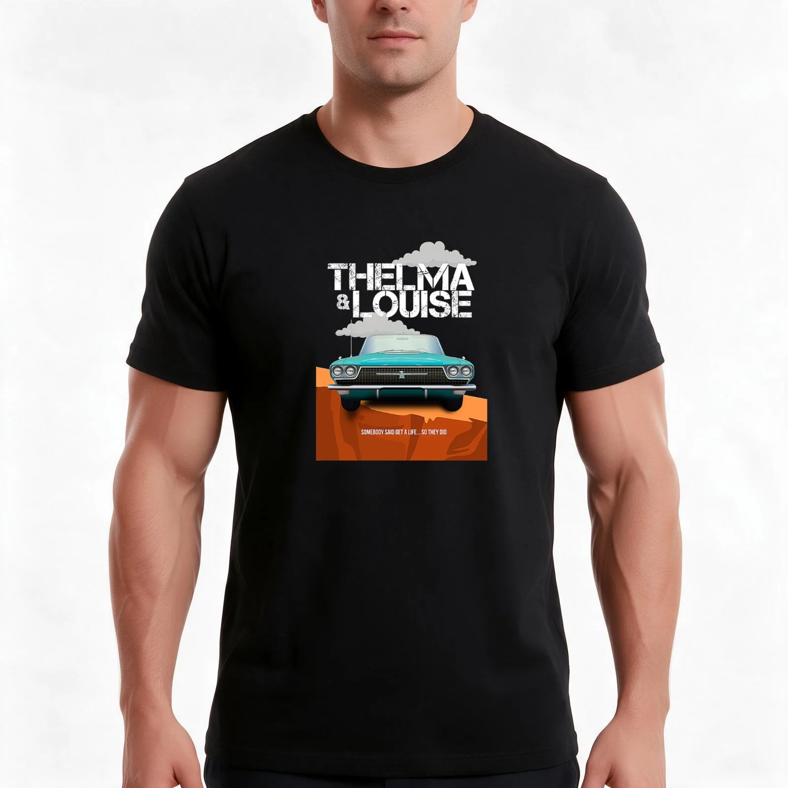 Thelma And Louise T-Shirt, Summer Casual Cotton Tee, Oversized Streetwear Tops, Vintage Graphic Print, Loose Fit Short Sleeve