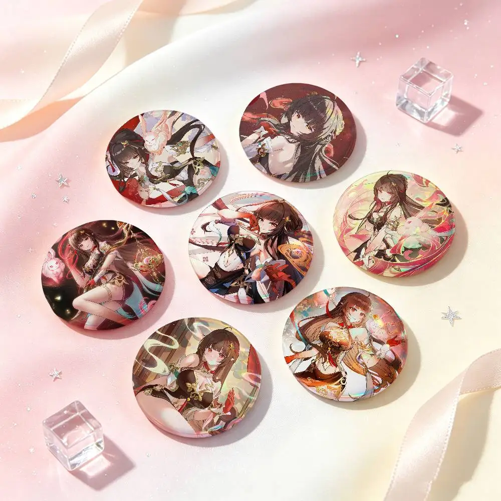 Lingsha Honkai Star Rail Badges 25 32 44 58 75 Mm Round Cosplay Pin Bag Decor Fans Collect Friends Gifts Brooch Souvenir