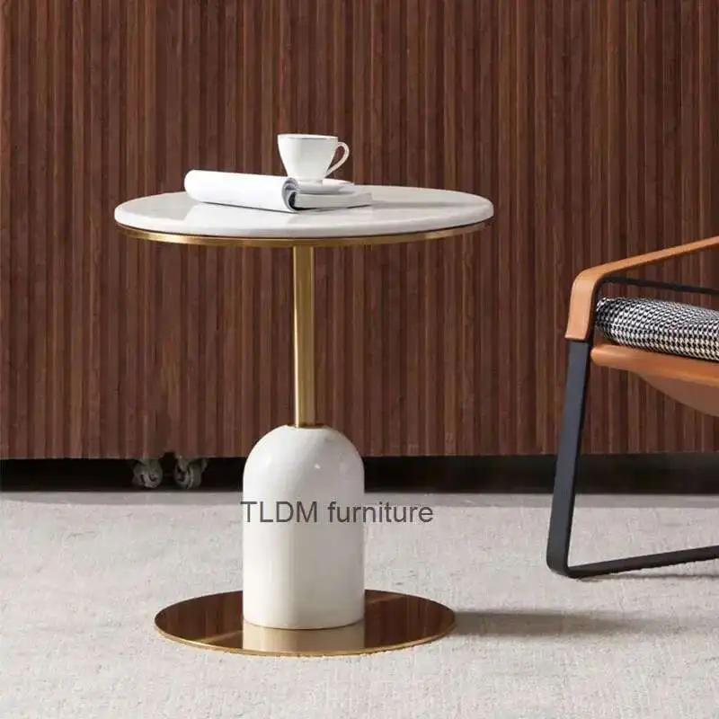 

Modern Minimalist Coffee Tables Marble Living Room Furniture Light Luxury Sofa Side Table Hotel Creative Home Small Round Table