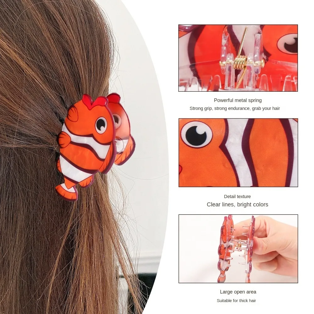 

Cute Animal Fish Hair Claw Non-slip Sea Creature PVC Claw Clip Hair Accessories Ocean Series Large Shark Clip Daily