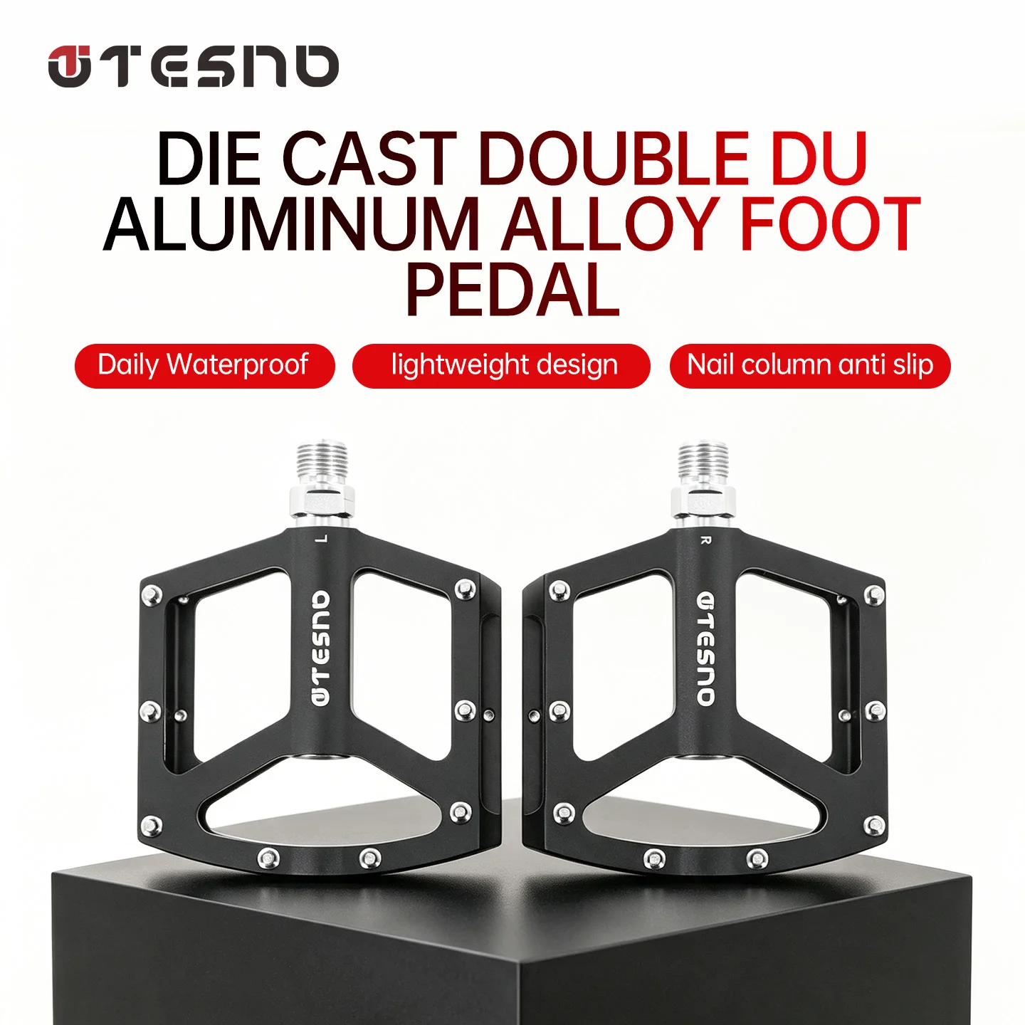 TESNO Ultraleichte Fahrradpedale 3-Lager CNC-Aluminiumlegierung Rutschfeste MTB BMX Rennradpedale 9/16" Gewinde