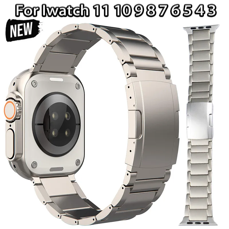 

Роскошный мужской титановый металлический ремешок для Apple Watch Ultra 3 49 мм, 46 мм, 42 мм, 45 мм, 44 мм, для Iwatch 11, 10, 9, 8, 7, 6, 5, аксессуар-браслет