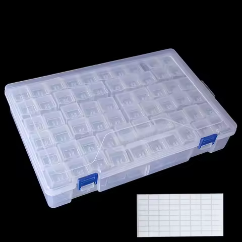 【60-slot diamond painting bead storage box】 1 Set, Plastic Clear Storage Box Set, DIY Craft Small Items Package Storage Box.