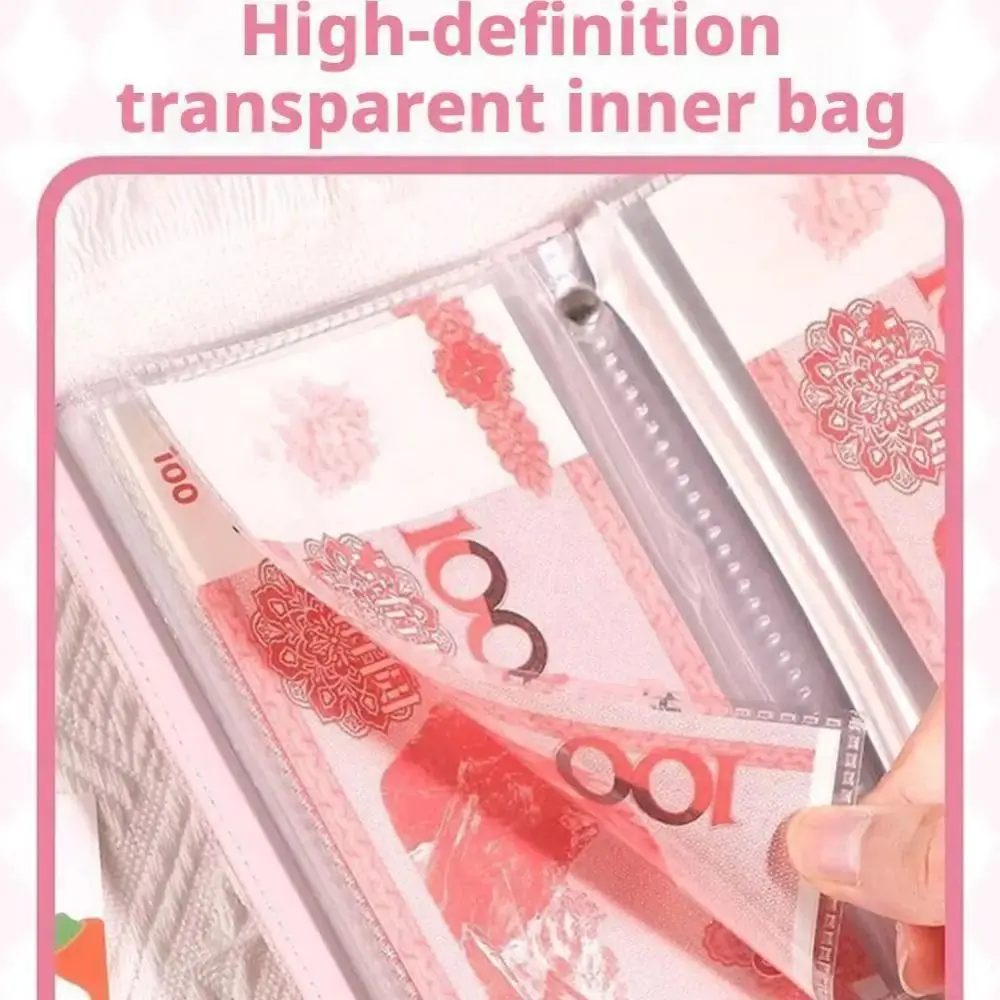 Password Lock Cash Savings Book Waterproof Design Heart Print Savings Wallet Notebook Large Capacity 100 Banknotes