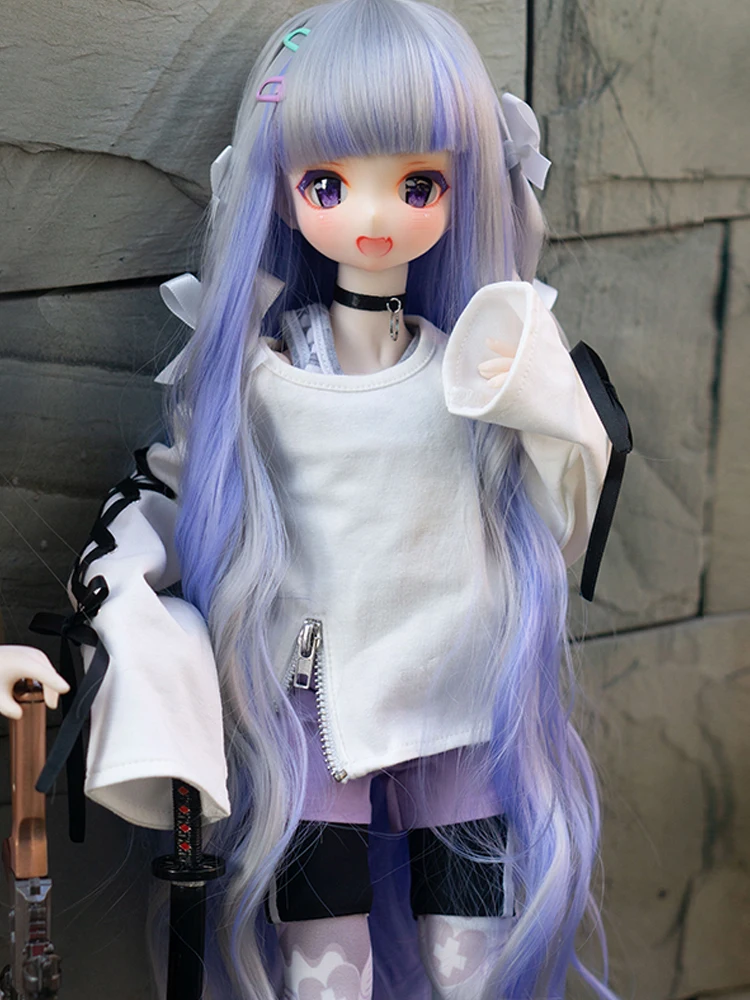 D03-P250 children toy BJD DD SD MSD 1/3 1/4 1/6 doll's Accessoriess wig Highlight long curly hair with bows  1pcs