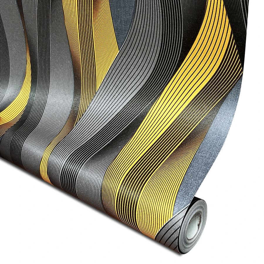 Luxuriöse 3D-Wellenmuster-Tapete Goldene Metallische Textur Wandbild für Nachtclub Bar Studio Modernes Innendesign Hochwertige Optik – Detail 7