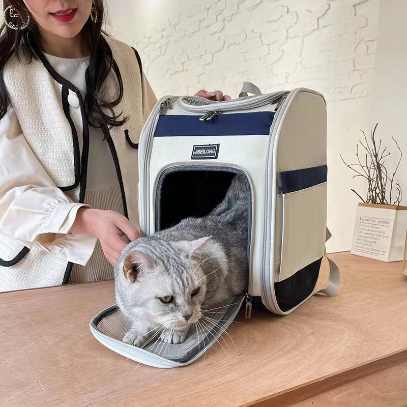 Breathable Cat Travel Bag Casual Portable Pet Carrier Outdoor Backpack Folding Cat Small Dog Large Capacity Puppy Kitten Bag