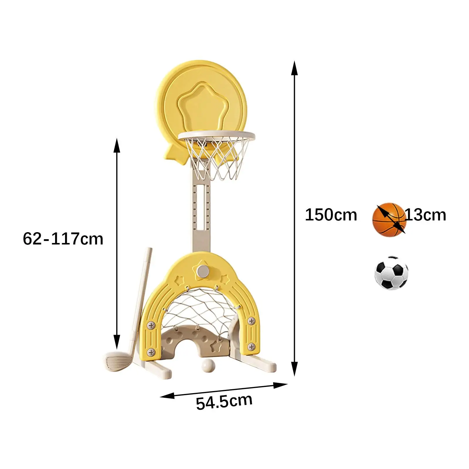 3 In 1 Basketbal Hoepel Set, Veelzijdige Vaardigheidsontwikkeling Indoor Outdoor Sport Speelgoed