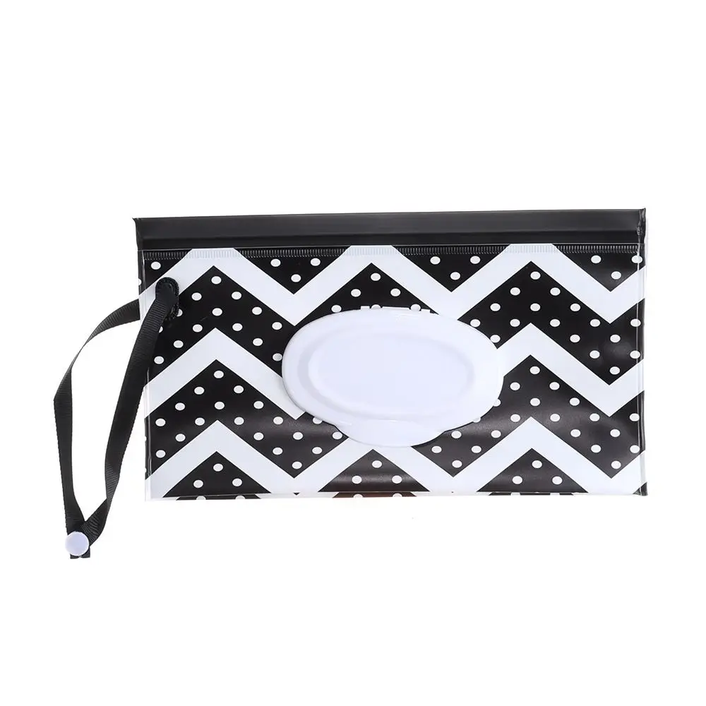 Cute Stroller Accessories Wet Wipes Bag Flip Cover Portable Tissue Box Snap-Strap Cosmetic Pouch