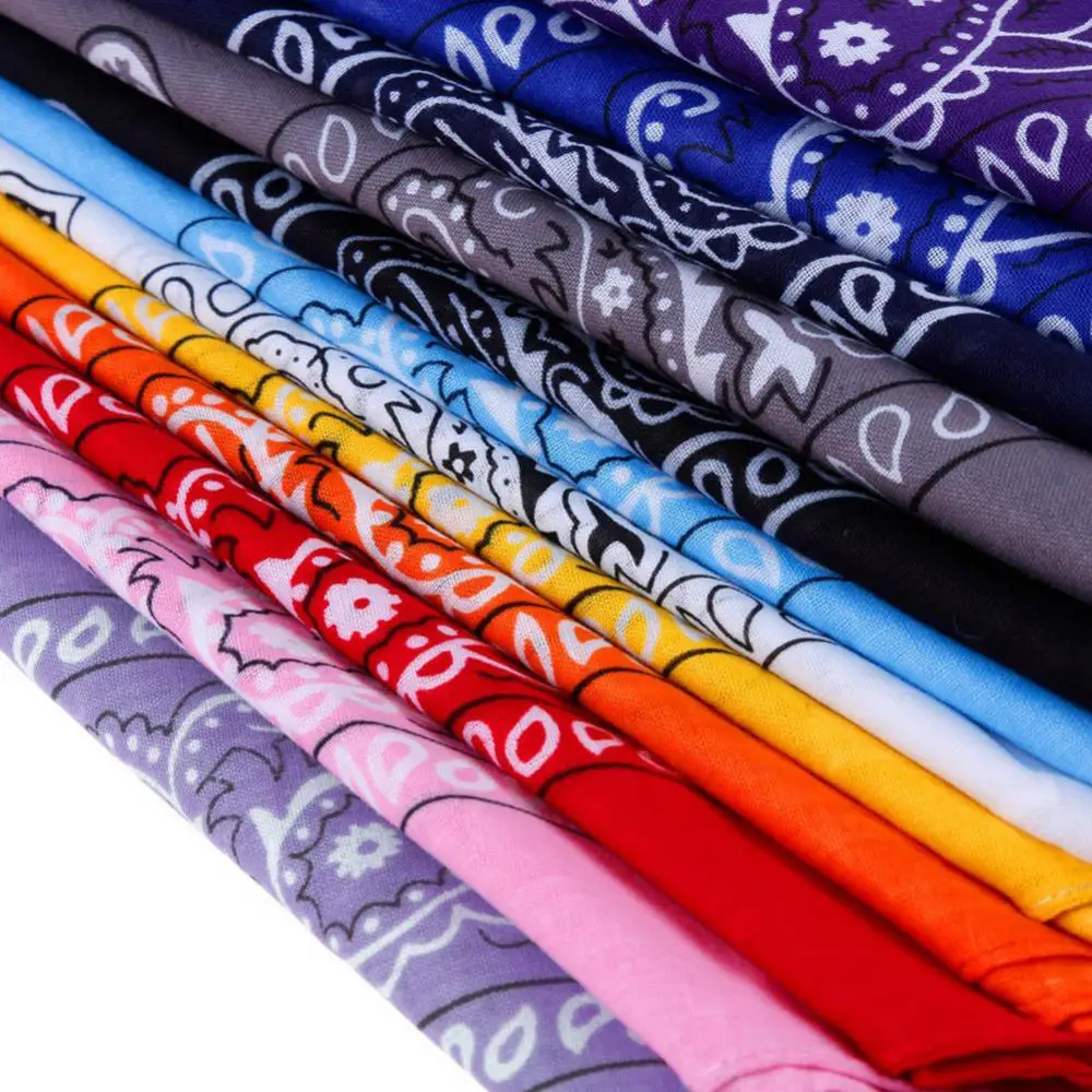 12Pcs Bohemian Print Bandana Paisley Headbands Floral Print Cycling Sport Square Bandana Head Scarf Face Mask Handkerchief