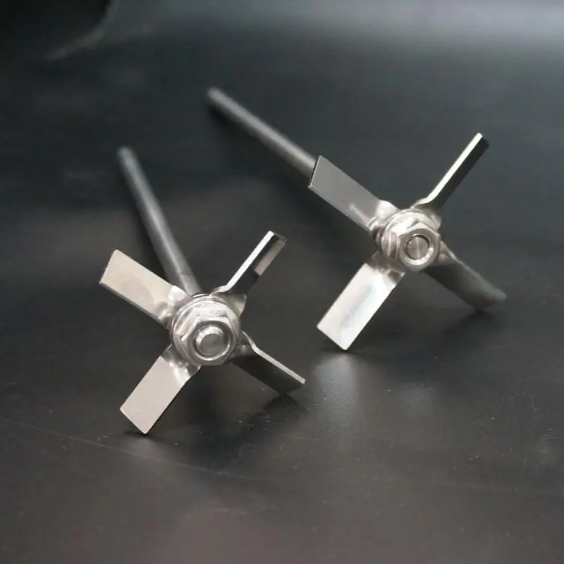 

1 комплект 40–120 мм 45 ° Лопатка для перемешивания с тремя листами/перекрестными листами из нержавеющей стали для лабораторного оборудования миксера