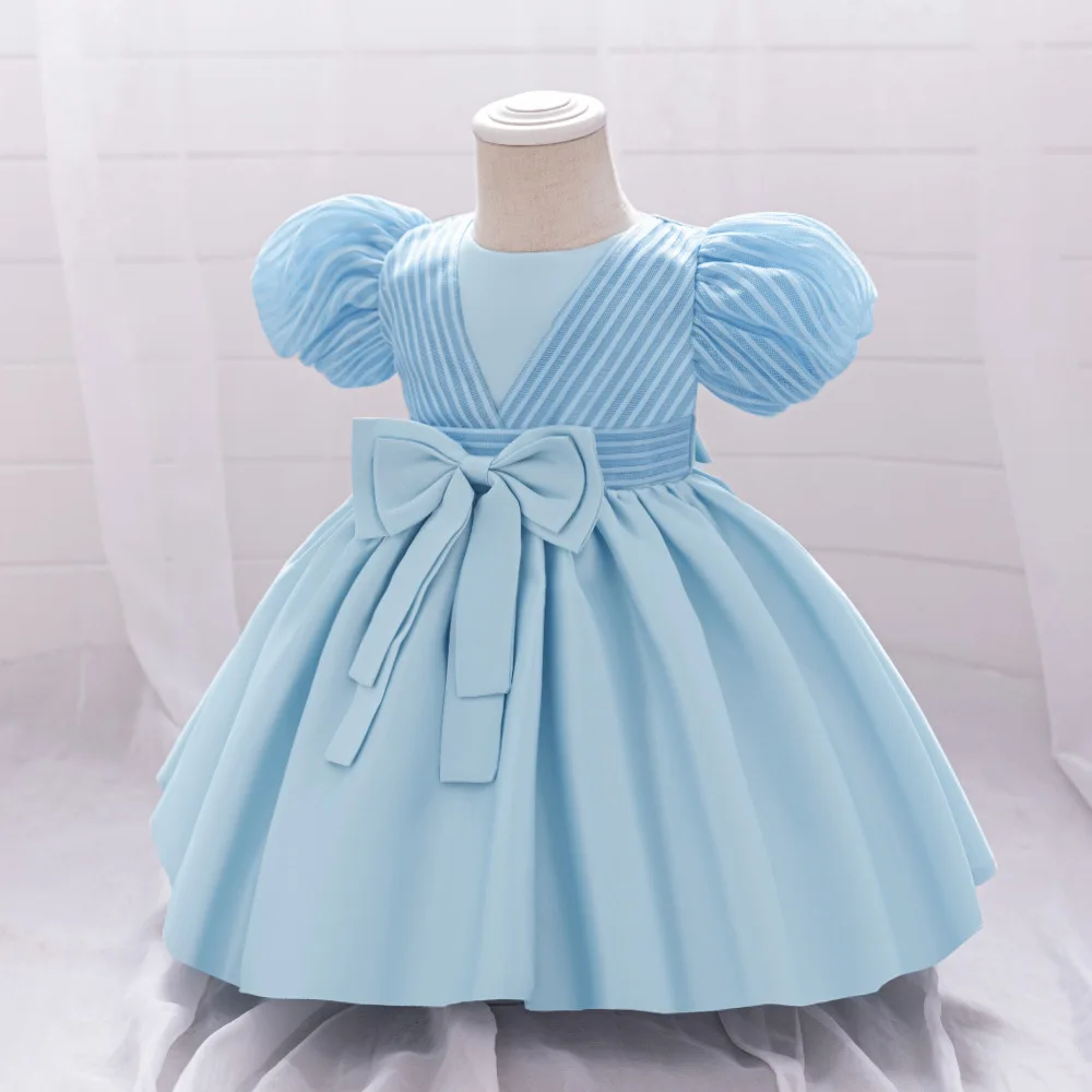 Girls Party Dress 4 Colord 70cm-110cm Baby Birthday Dresses Kids Puff Sleeve Ball Gown Children Costumes Photograph Princess