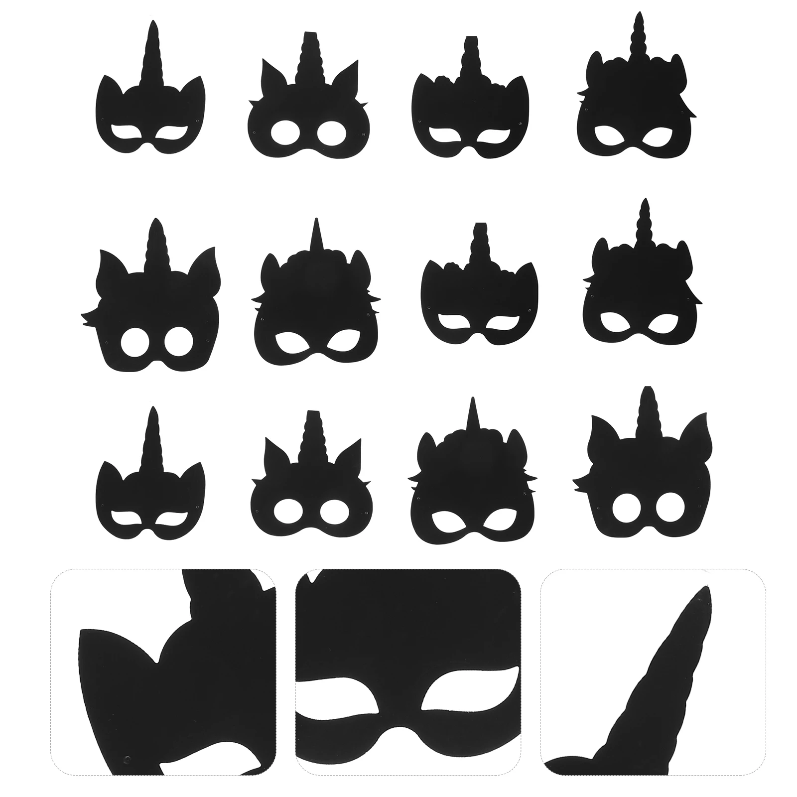 

1 set Unicorn Scratch Mask Halloween Party Decoration Craft Kids DIY Paper Mask Thick Whiteboard Multi-Function for Children's