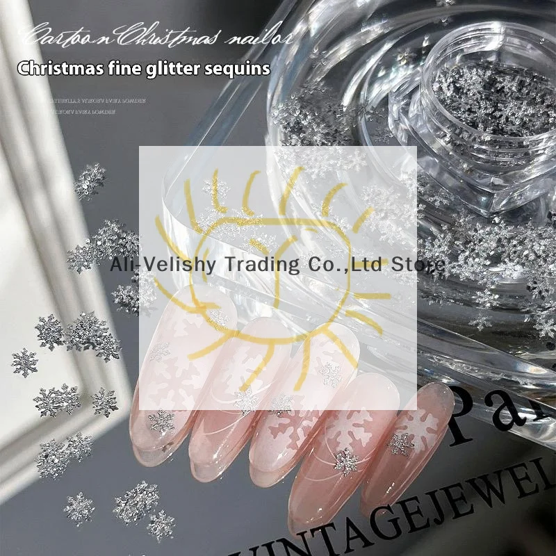 رقاقات الثلج الشتوية مسمار الترتر تألق رقائق عيد الميلاد Spangles مسمار الفن لاصقة تزيين نصائح مسمار سحر مانيكير صالون #1