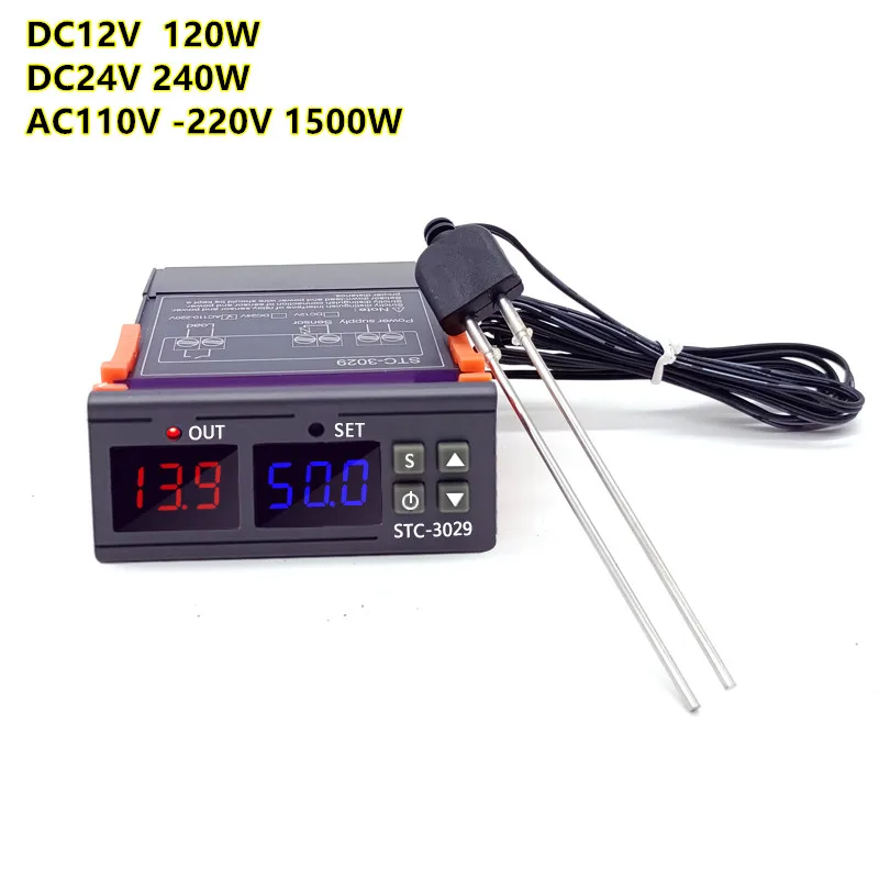 

STC-3029 DC12V 120W / DC24V 240W / AC110V -220V 1500W Soil Moisture Meter Digital Humidity Controller Hygrometer Incubator