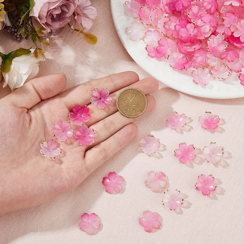 9/29/50pcs Acrylic Cherry Blossom Beads,DIY Earrings,Pendant Decoration Accessories,Valentine's Day,Halloween,Christmas Gifts
