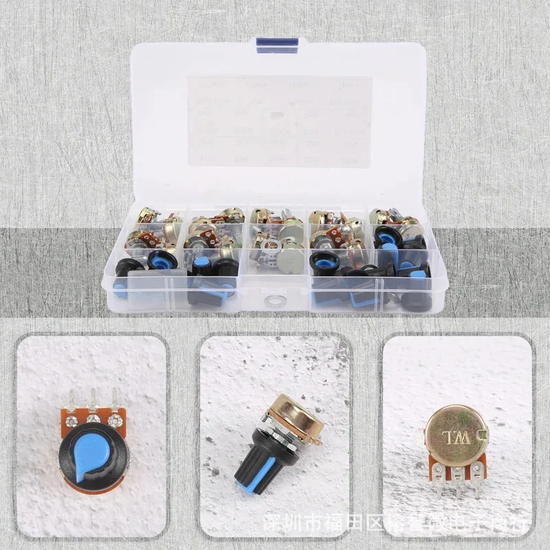 18PCS WH148Single connectionB1K/20K/50K/100/500K 1MPower Amplifier Volume Rotation Potentiometer Switch
