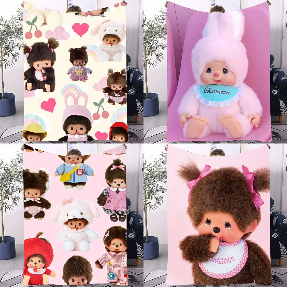 Cute Mmonchhichi Design Lightweight Throw Blanket for Dorms Naps Living Room Office Sofa  AllSeason