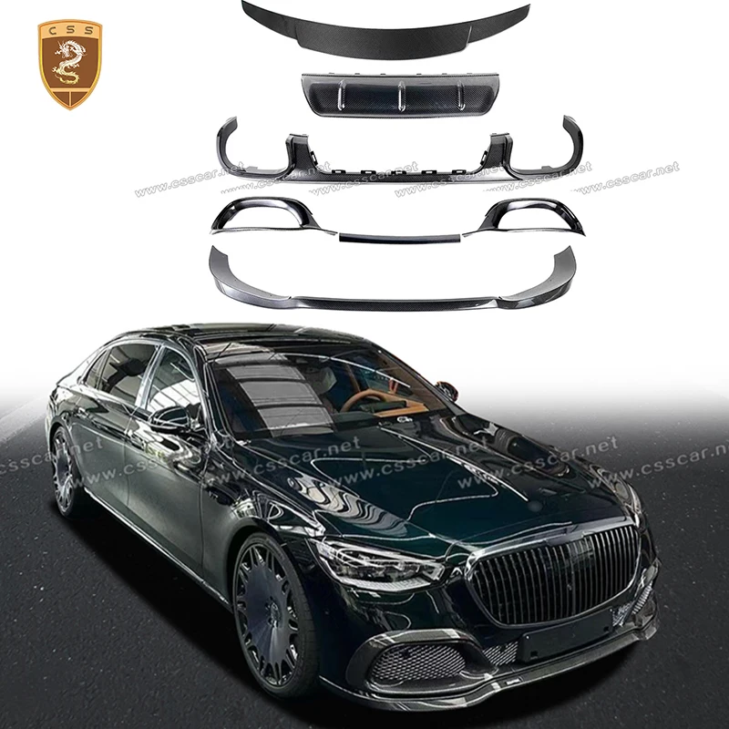 

BB Style Dry Carbon Fiber Front Bumper Lip Air Intake Vent Cover Rear Lip Tail Mouth For Benz New S Class W223 Maybach Body Kit