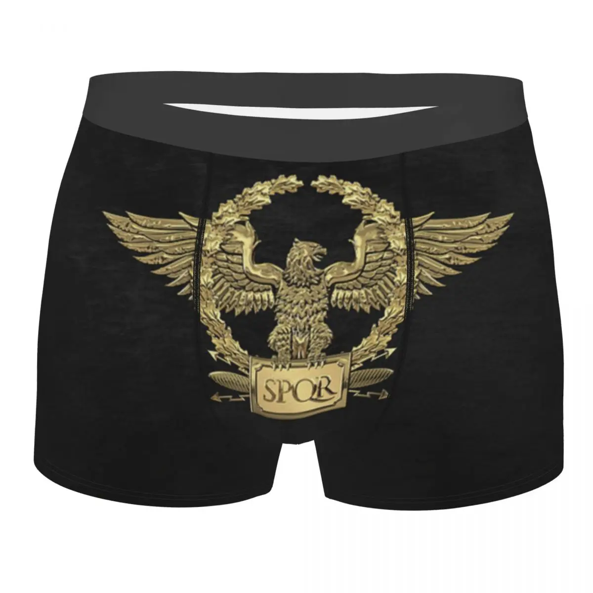 Personalizado ouro romano imperial águia roupa interior dos homens estiramento spqr império romano boxer briefs calcinha macia para o sexo masculino