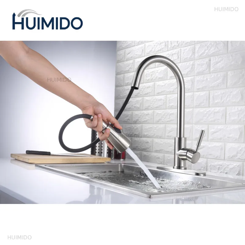 Modern drop-down kitchen faucet, solid brass single-hole countertop-mounted sink mix faucet for commercial and residential kit