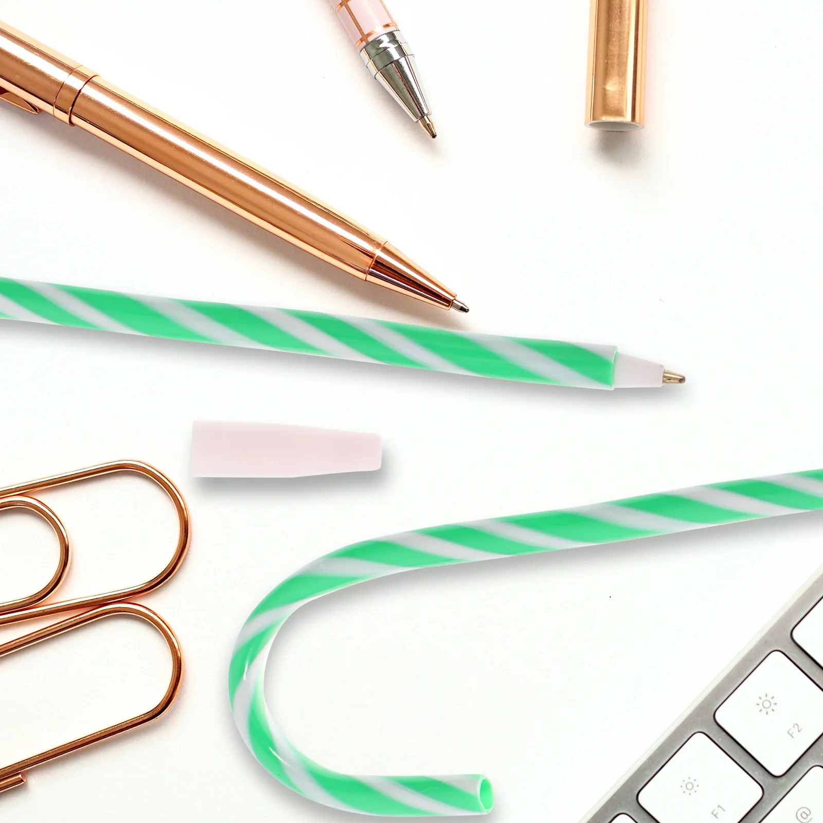 

6Pcs Christmas Crutch Design Pens Assorted Colors Smooth Writing School Supplies Party Favors Creative Gift Set