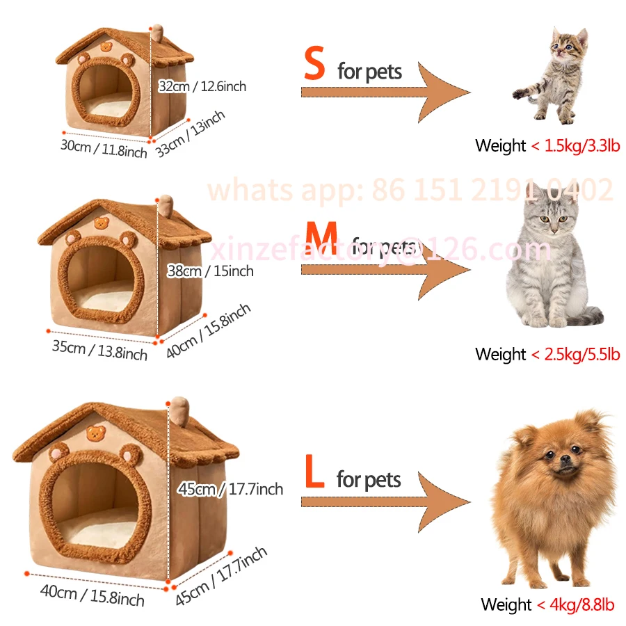 

Customizable Pet House Removable Washable Cat House Puppy Cave Sofa Pet Bed House for Extra Small Dogs